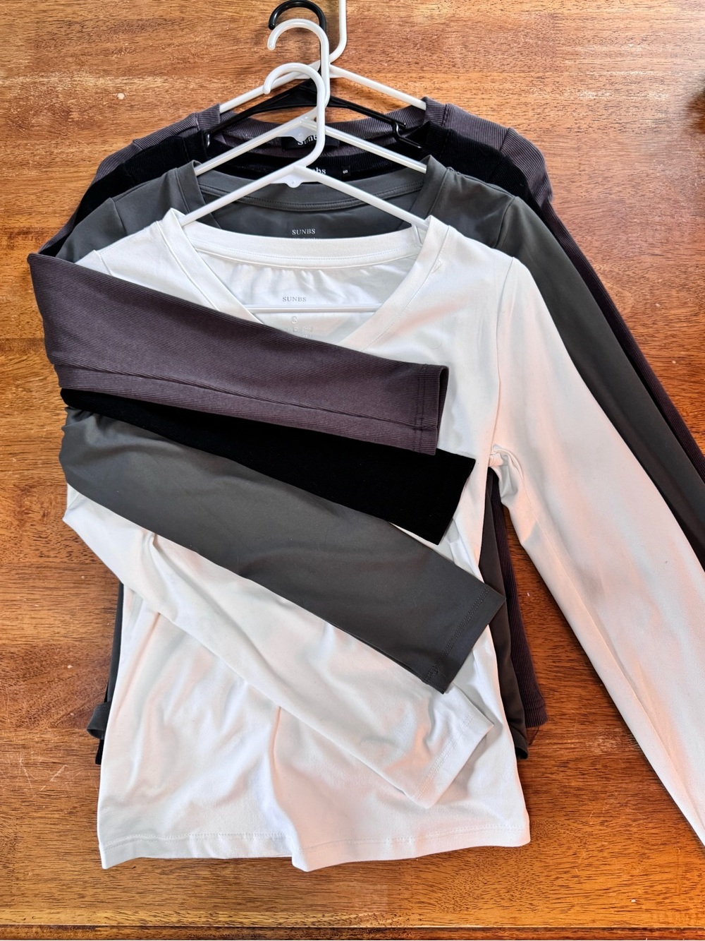 Small Long Sleeve V-Neck Tops - 4 pack